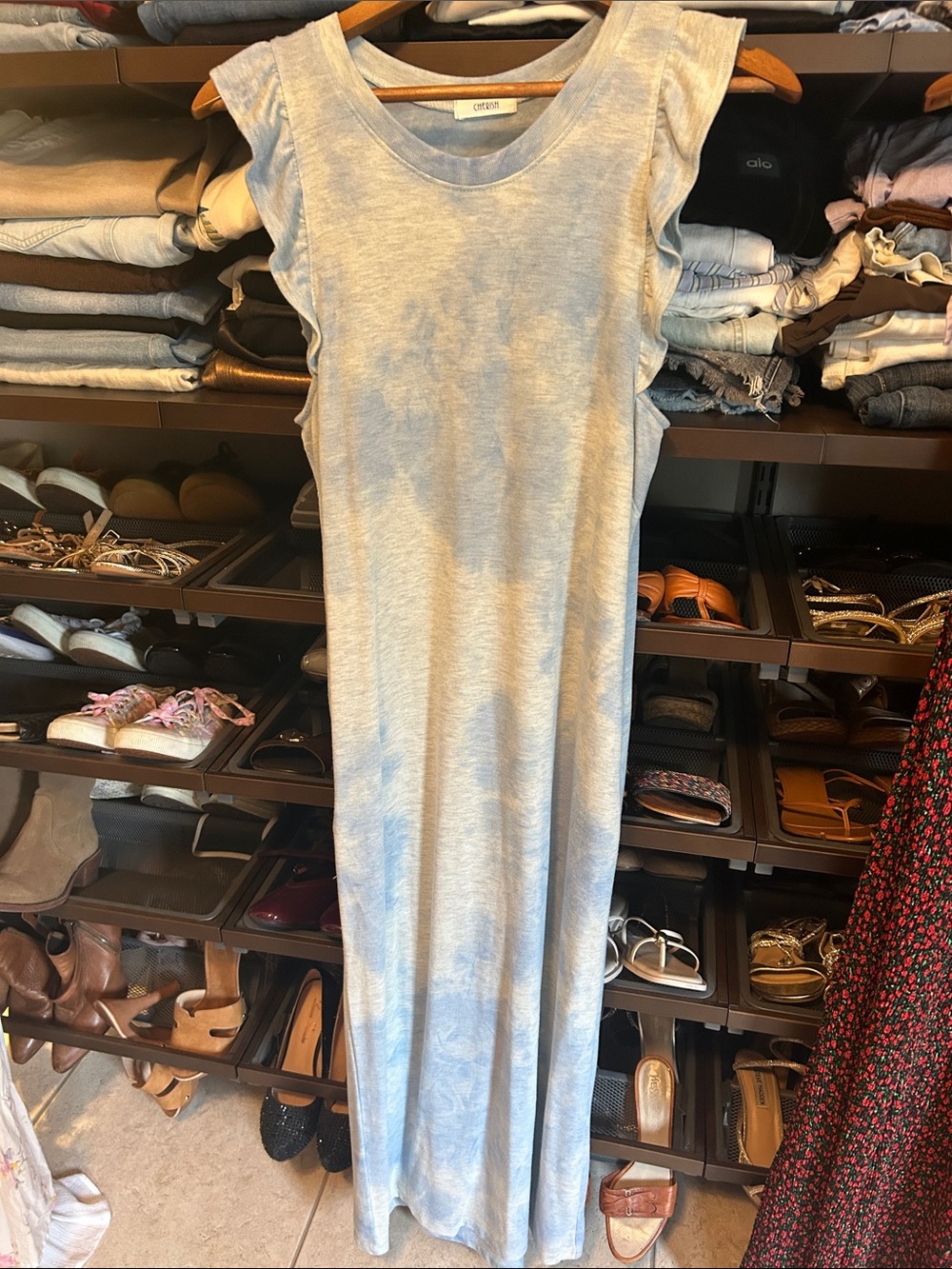 Cherish Light Blue Tie-Dye Sleeveless Maxi Dress